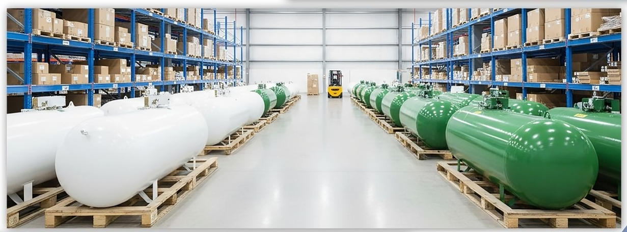 خزان غاز مركزي مثبت خارج المبنى