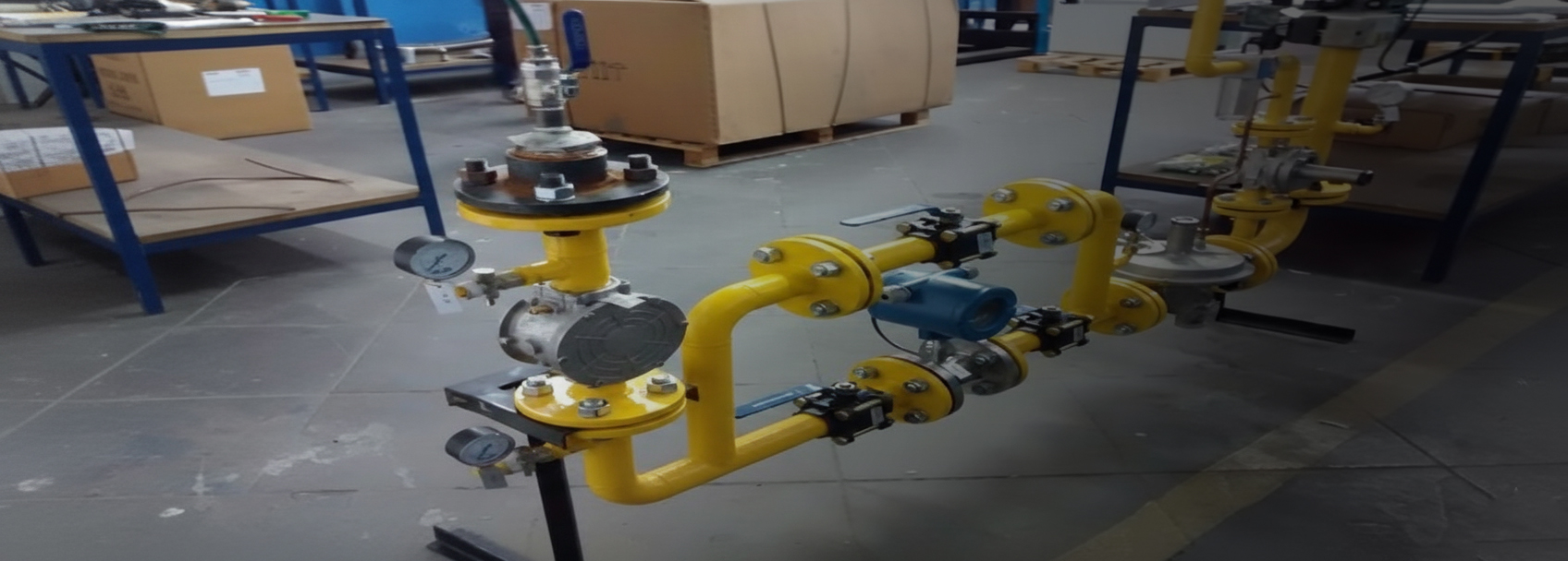 فني متخصص يقوم بتركيب منظم غاز